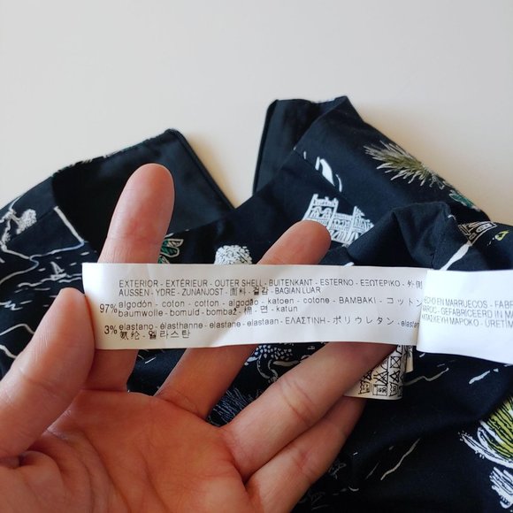 Zara Cactus Print Cut Out Twist Romper Shorts Playsuit XS Black Plants - Picture 5 of 7